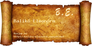 Balikó Eleonóra névjegykártya